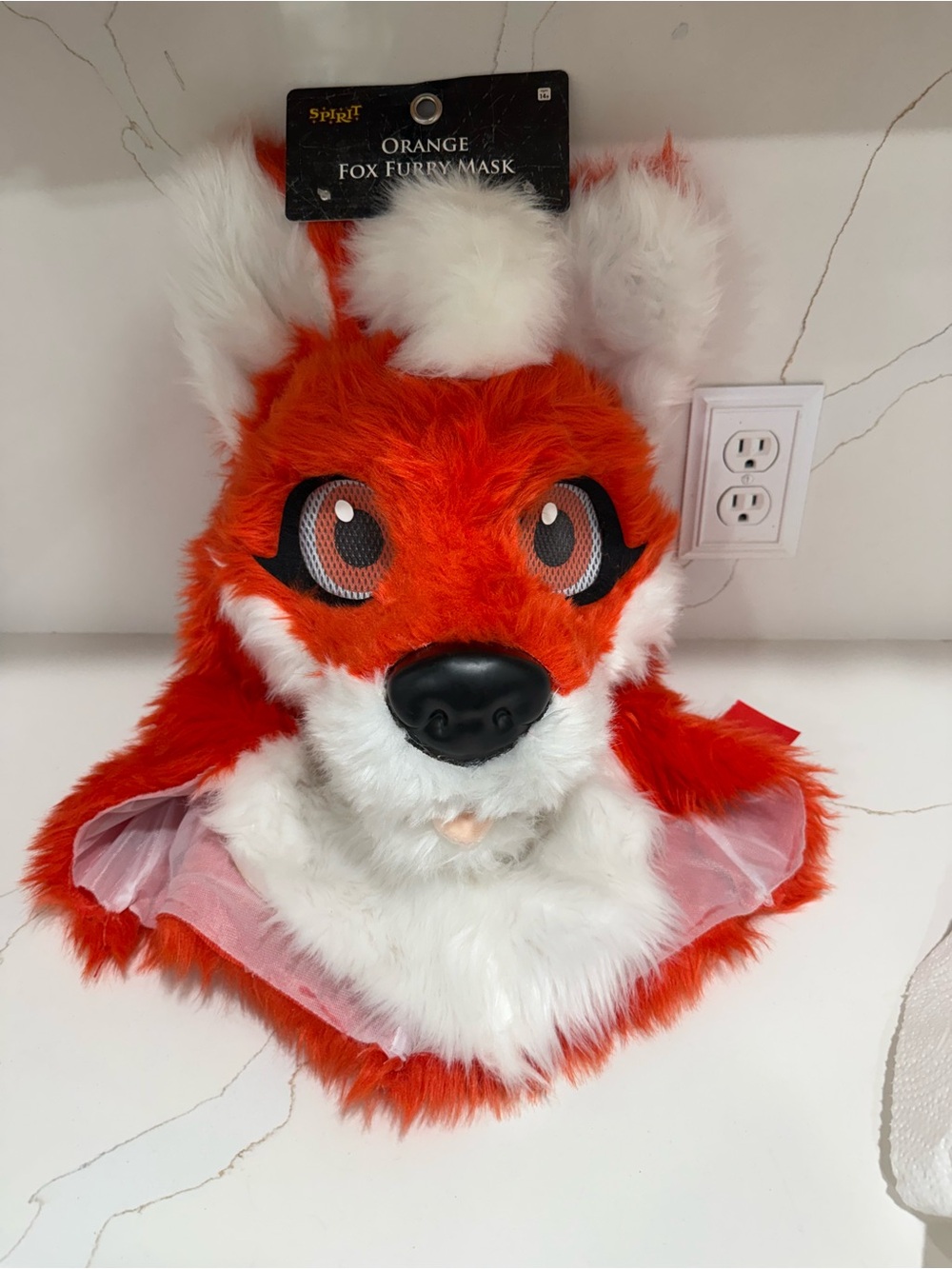Spirit Orange & White Fox Furry Mask nwt